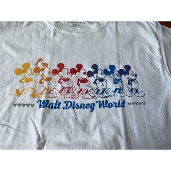VTG 80s Retro DisneyWorld Land Mickey Mouse Rainbow Pride Shirt M Classic Epcot - Picture 2 of 4